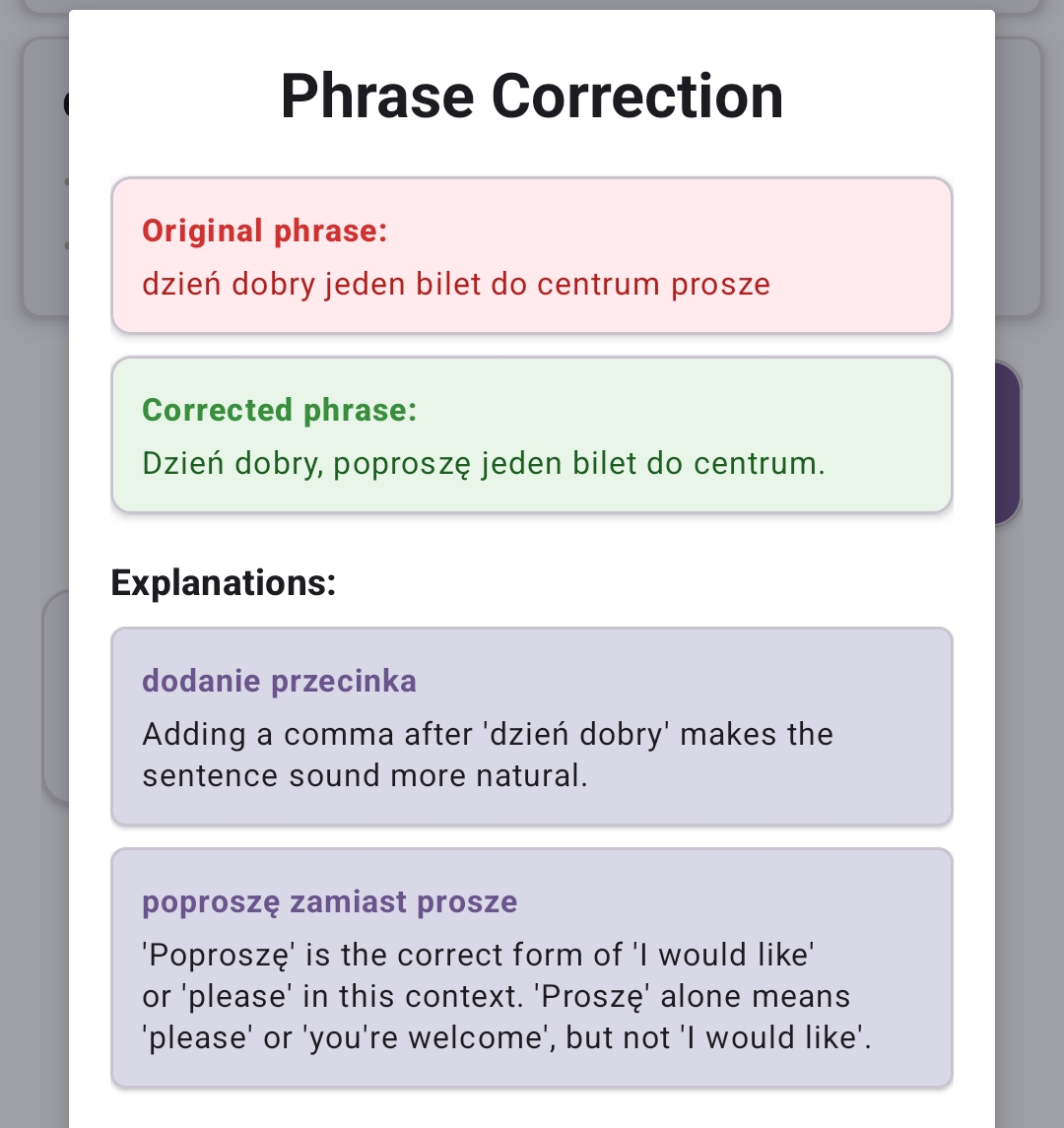 Instant Phrase Feedback